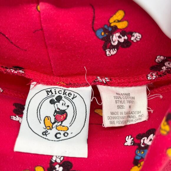 Vintage 90s Mickey Mouse & Co All Over Print Red Turtleneck Womens Medium LS Top - Picture 6 of 6